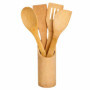 Set d'Ustensiles de Cuisine en Bois de Bambou - 5 Pièces avec Support