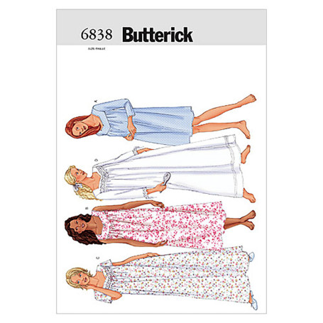 Patrons de Nuisettes Butterick B6838 pour Femmes - XS, S et M - Blanc