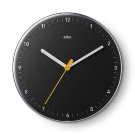 Horloge Murale Classique Braun en Noir - Silencieuse et Élégante, 23 cm