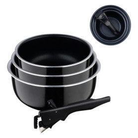 Set de 3 Casseroles Antiadhésives Bergner Black Edition avec Manche Amovible