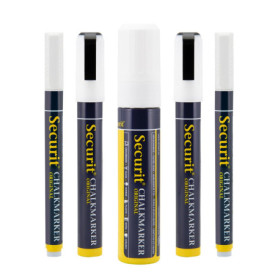 Lot de 5 Marqueurs à Craie Liquide Securit pour Surfaces Non Poreuses