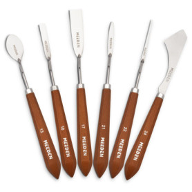 MEEDEN Lot de 6 Couteaux de Peinture en Acier Inoxydable avec Manche en Bois