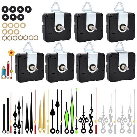 Kit de Mécanisme d'Horloge Murale avec Aiguilles - 7 Pièces