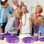 Ensemble de Vaisselle Jetable Violet et Argent pour Anniversaire - 120 Pièces