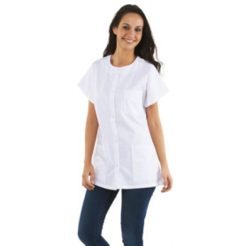 Tunique Médicale Femme KODAMA - Col Rond Blanc à Manches Courtes