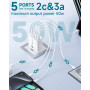 Chargeur USB C Rapide, 50W 5 Ports Prise USB C Chargeur Rapide iPhone Prise USB Multiple Adaptateur USB Chargeur Type C Secteur 