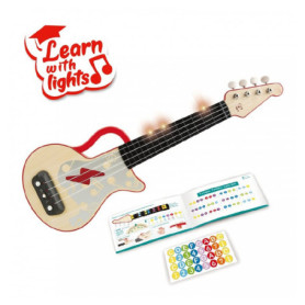 Ukulélé Électrique Hape en Bois - Jouet Musical Interactif Rouge pour Enfants