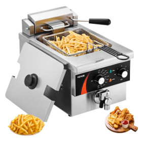 Friteuse Commerciale Électrique VEVOR 3000W avec Panier - 5,9L en Acier Inoxydable
