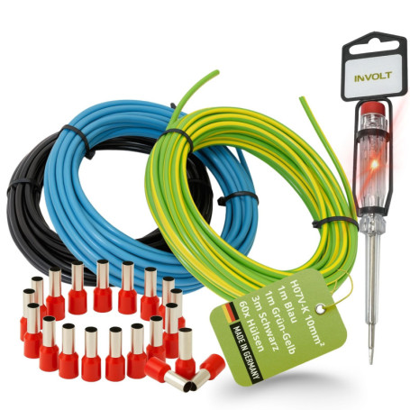 Kit de câbles H07V-K INVOLT 10 mm² avec embouts pour armoire électrique