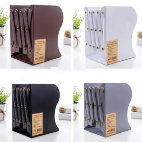 Serre-livres Métal Réglable Noir - Rangement Élégant pour Bureau et Maison
