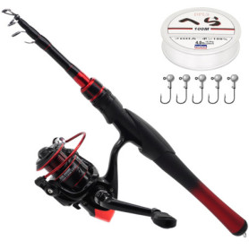 Kilitn Kit Complet de Pêche - Canne Télescopique et Moulinet Rotatif 1,5 m