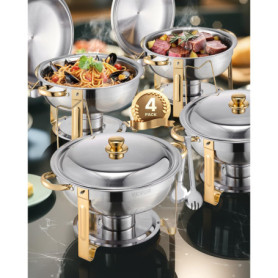 Réchaud Buffet VEVOR en Acier Inoxydable avec 4 Bacs et Couvercles