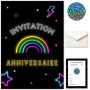 Cartes d'invitation à gratter anniversaire fille - Lot de 12 avec stickers et enveloppes