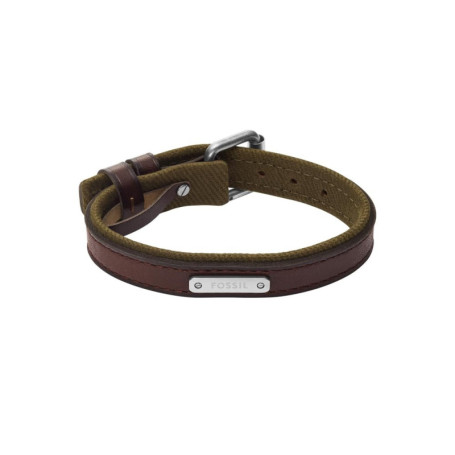 Bracelet en cuir marron Fossil Everett pour homme avec accents verts