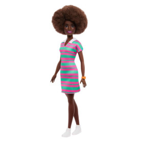 Poupée Barbie Fashionistas avec Robe à Rayures Roses et Vertes