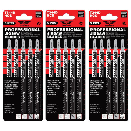 Pack de 15 Lames de Scie Sauteuse TopsTools T344D pour Couper le Bois