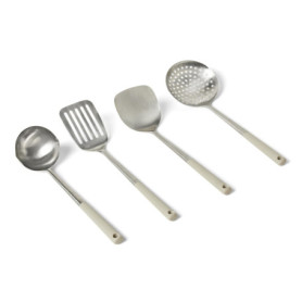 Ensemble de Cuillères et Louches en Acier Inoxydable - 4 Pièces Ergonomiques