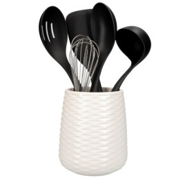 Kit de 5 Ustensiles de Cuisine Anti-Adhérents avec Pot de Rangement KitchenAid