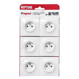 Prise Électrique Murale Legrand Neptune - Lot de 6 Blanc 2P+T