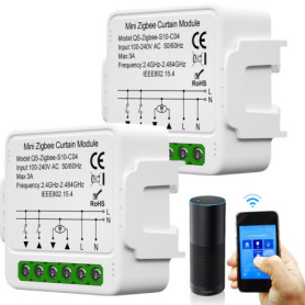 Lot de 2 modules d'interrupteur intelligent WiFi pour volets roulants - Compatible Alexa