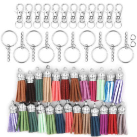 Lot de 100 porte-clés avec pampilles pour créations DIY