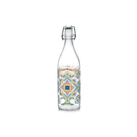 Bouteille en Verre Décorée Cerve 1 Litre avec Couvercle Hermétique