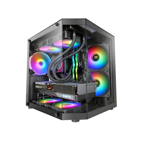 Boîtier Gaming MicroATX Mars Gaming MC-3TLITE avec Triple Verre Trempé et Ventilateur FRGB