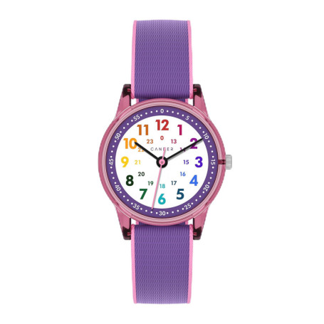 Montre d'apprentissage analogique Cander Berlin MNA 0130 A pour enfant - Rose et violet