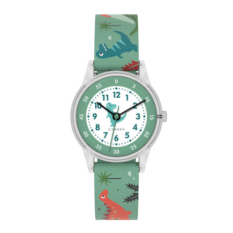 Montre d'apprentissage Cander Berlin MNA 4030 D pour enfant - Motif dinosaure, étanche 3 ATM