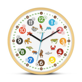 Horloge Murale Silencieuse pour Enfant Cander Berlin - Motif Animaux en Bois 30,5 cm
