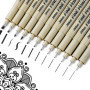 MOLHEM Lot de 12 Stylos à Dessin Micro-Pointe Noirs pour Artistes