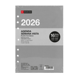 Recharge Agenda Hebdomadaire Miquelrius 2026 - 16 Mois A5