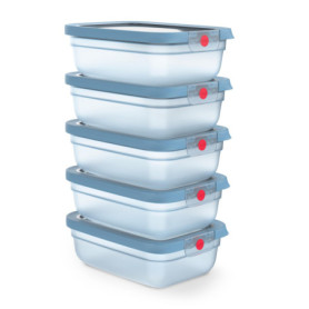 Lot de 5 Boîtes de Conservation OneClick Emsa - Préservation Optimale en Bleu Aqua