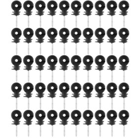 Pack de 50 Isolateurs Électriques Noirs pour Clôture en Bois