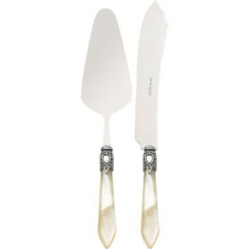 Set de 2 Couverts à Gâteau Oxford en Acier et Ivoire