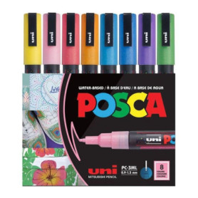Set de 8 Marqueurs Pailletés POSCA à Pointe Fine