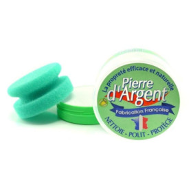Pierre d'Argent Liseré Vert 200g - Nettoyant Écologique Multi-Usage avec Éponge Ergonomique