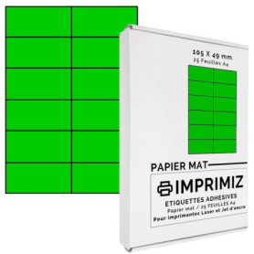 300 Étiquettes Autocollantes Vert Fluo A4 - Imprimiz