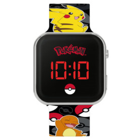 Montre Numérique Pokémon pour Garçons - Bracelet en Silicone Noir