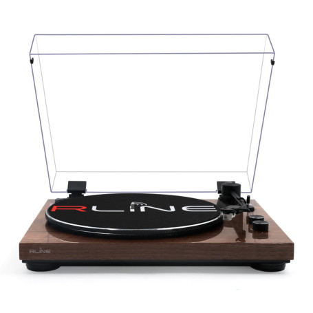 Platine Vinyle Bluetooth RLINE en Noyer Brillant - Lecteur 33/45 Tours avec Pré-amplificateur