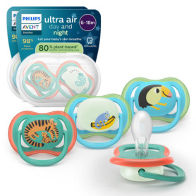Sucettes Philips Avent Ultra Air Jour et Nuit - Lot de 4 pour Bébé 6-18 Mois