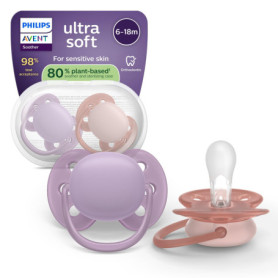 Sucettes Ultra-Douces Philips Avent pour Bébé - Lot de 2 avec Étui de Stérilisation