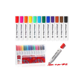 Set de 12 Feutres Effaçables pour Tableau Blanc Vinabo - Couleurs Assorties