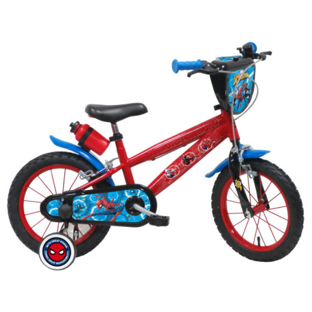 Vélo Enfant Garçon 14'' Spiderman avec Freins et Accessoires