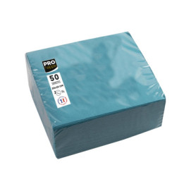 Serviettes Cocktail Turquoise 20x20 cm - 50 Pièces en Papier Micro-Gaufré