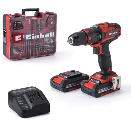 Perceuse Visseuse à Percussion Sans Fil Einhell TE-CD 18/40 Li-i +64 avec 2 Batteries et Accessoires