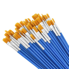 Lot de 60 pinceaux plats 7 mm pour peinture de détails et aquarelle