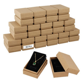 QWORK 30 Boîtes à Bijoux en Carton avec Couvercles - Idéal pour Colliers, Bagues et Boucles d'Oreilles