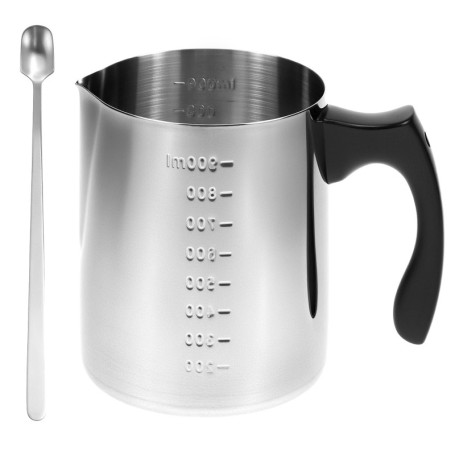 QWORK Fondoir à Cire pour Bougies 1000 ml en Acier Inoxydable avec Poignée Résistante