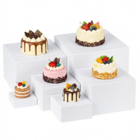 Lot de 6 Boîtes de Présentation en Acrylique QWORK - Supports Alimentaires Blancs pour Événements